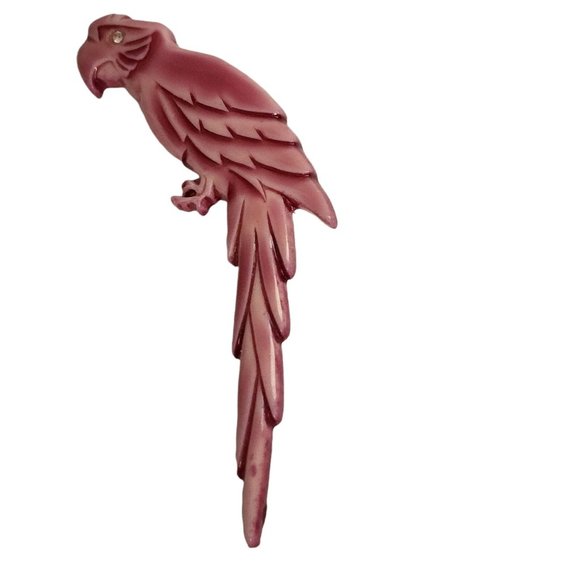 Vintage Buch Deichmann Copenhagen Denmark Big Parrot Bird Brooch Pin Large Purpl - Picture 6 of 9